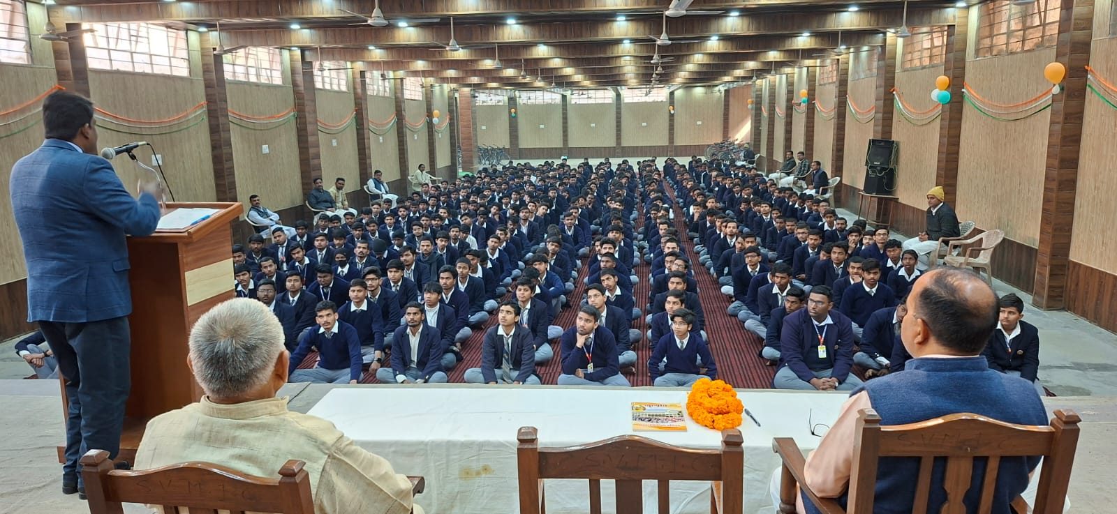 Students in traditional dress during a cultural programme
